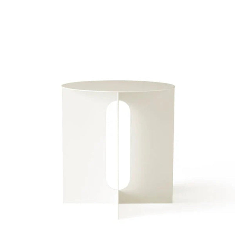 Audo Copenhagen Androgyne Side Table in powder-coated ivory steel — minimalist Scandinavian accent table with circular silhouette