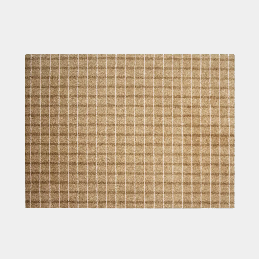 "Heymat Grid doormat in Chocolate/Strawberry, slip-resistant and machine-washable