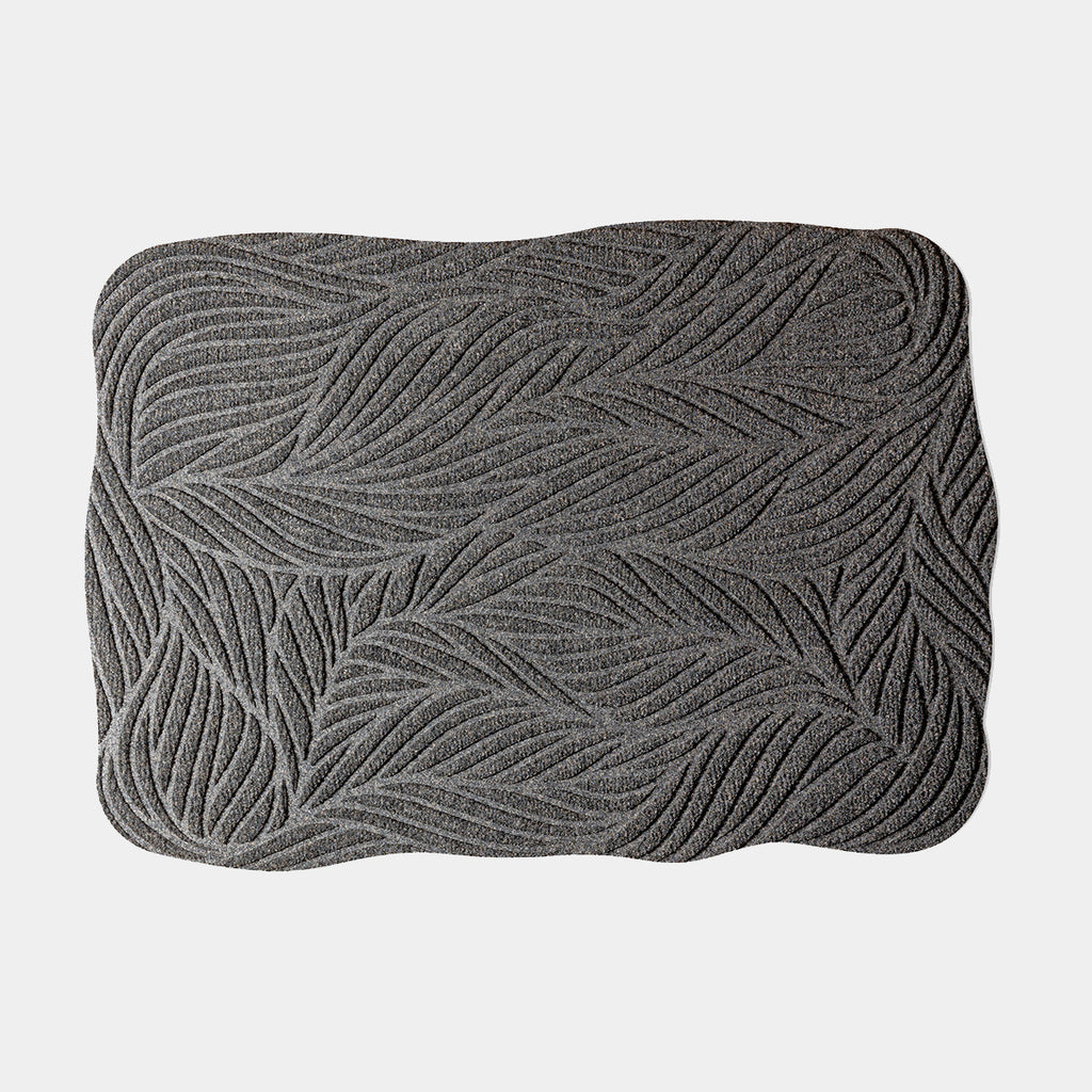 Organic-patterned green Heymat Twine doormat with 3D PET surface for dirt scraping and rubber anti-slip backing