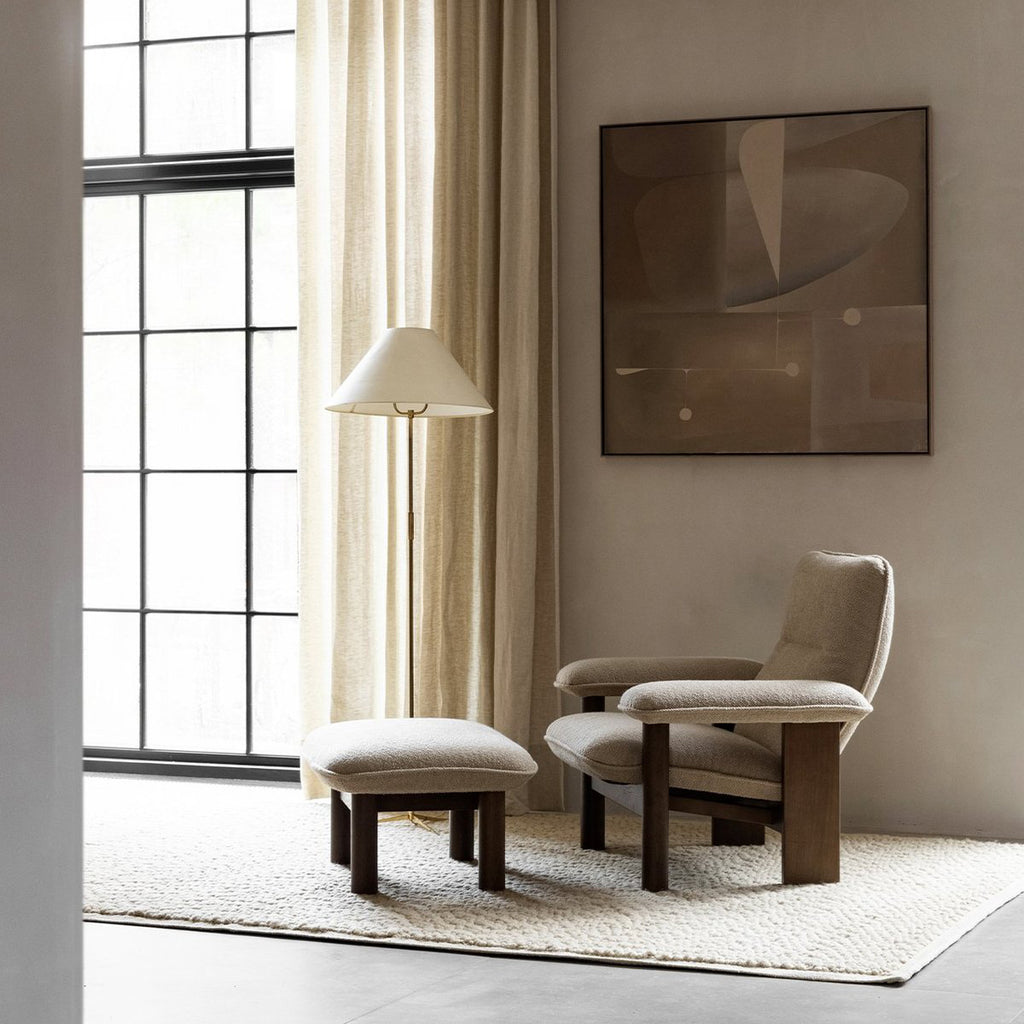 Audo Copenhagen Brasilia Lounge Chair in natural oak and bouclé, styled at The Audo Copenhagen.