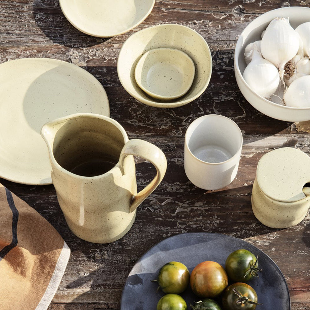 Ferm Living Flow Bowls styled with contemporary tableware, by Ferm Living at Nannie Inez.