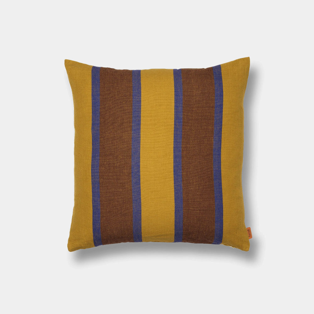 Grand Cushion in lime, bright blue and chocolate 50 x 50 cm, textured linen-cotton weave