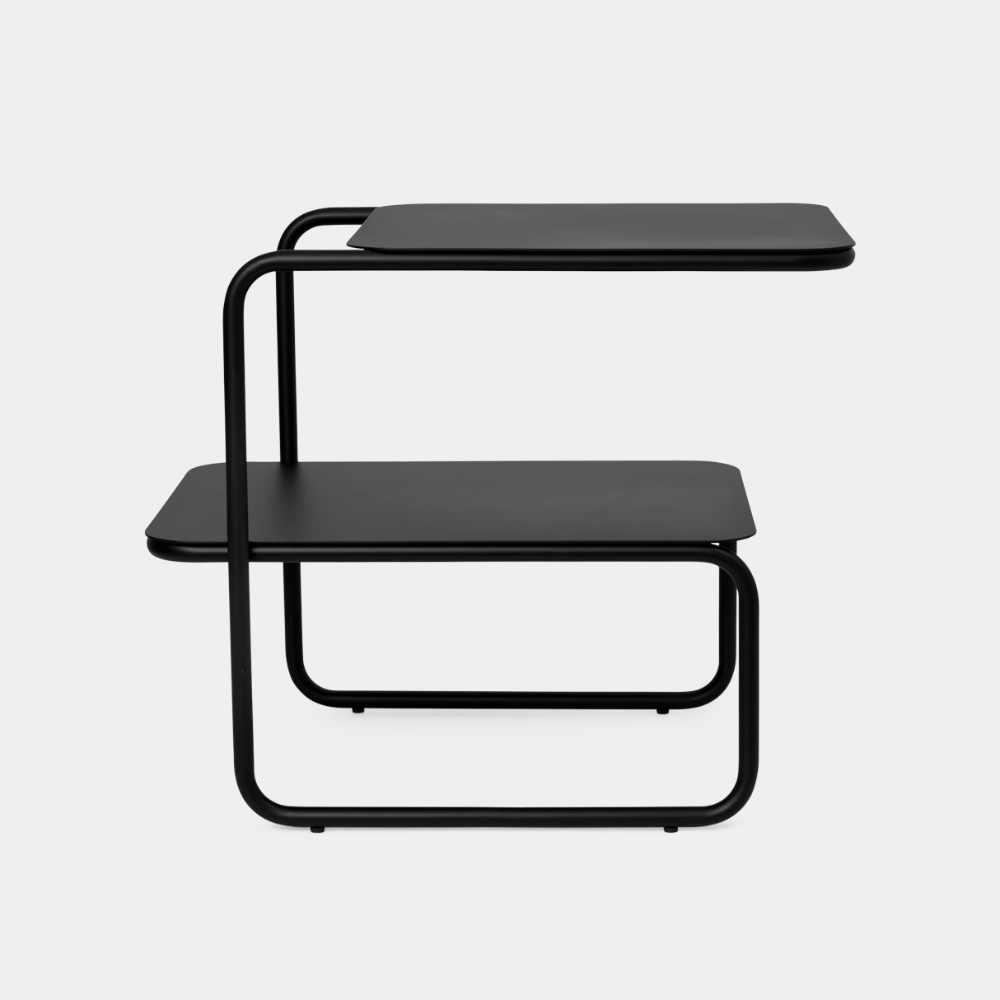 Ferm Living Level Side Table in Black — bold steel side table with two levels and modern design