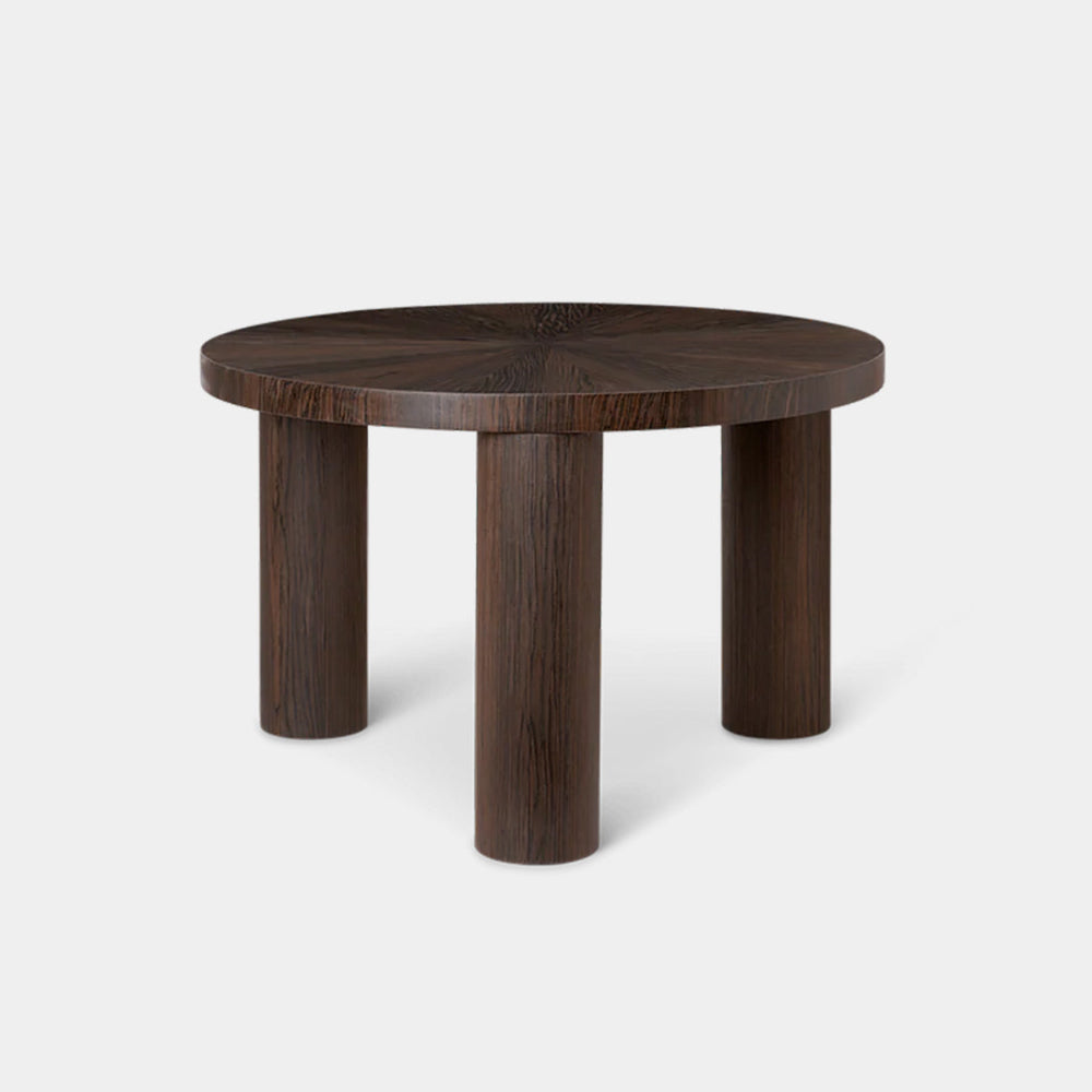 Ferm Living Post Coffee Table Star edition, smoked oak veneer with starburst pattern in size small.