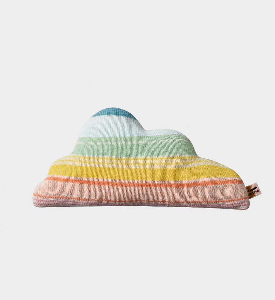 Donna Wilson Small Cloud Cushion in rainbow-striped lambswool