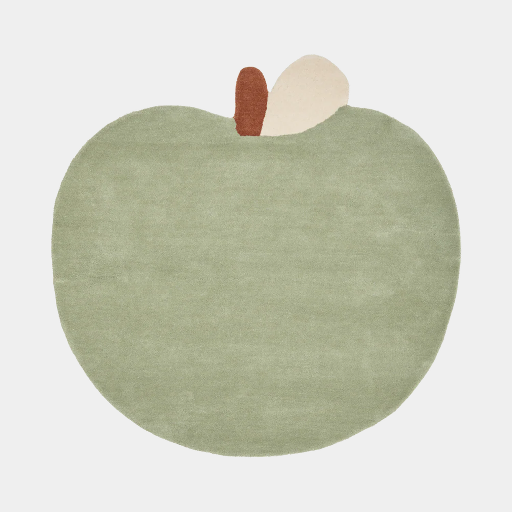 Ferm Living Apple Tufted Rug with thick hand-tufted New Zealand wool pile in teal green