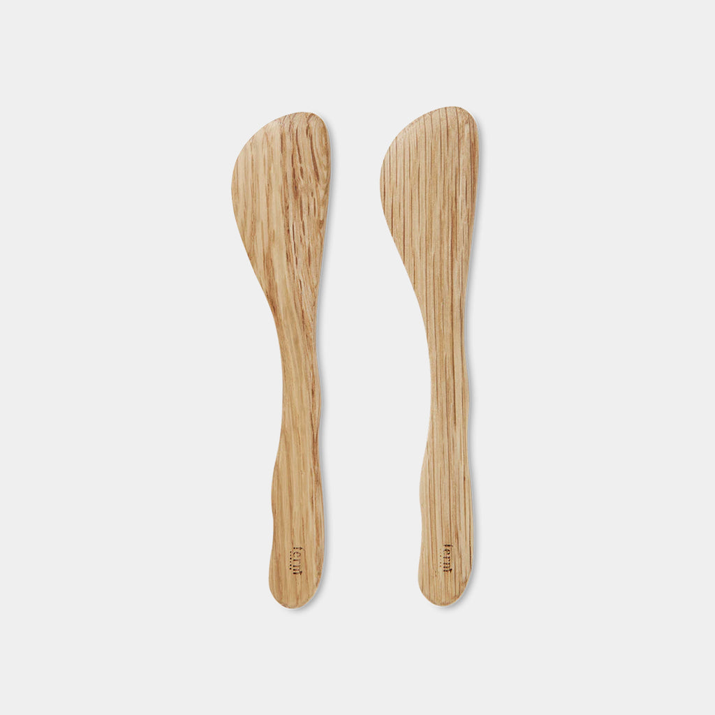 Ferm Living Cairn butter knives set of 2 in ash wood with softly rounded handles