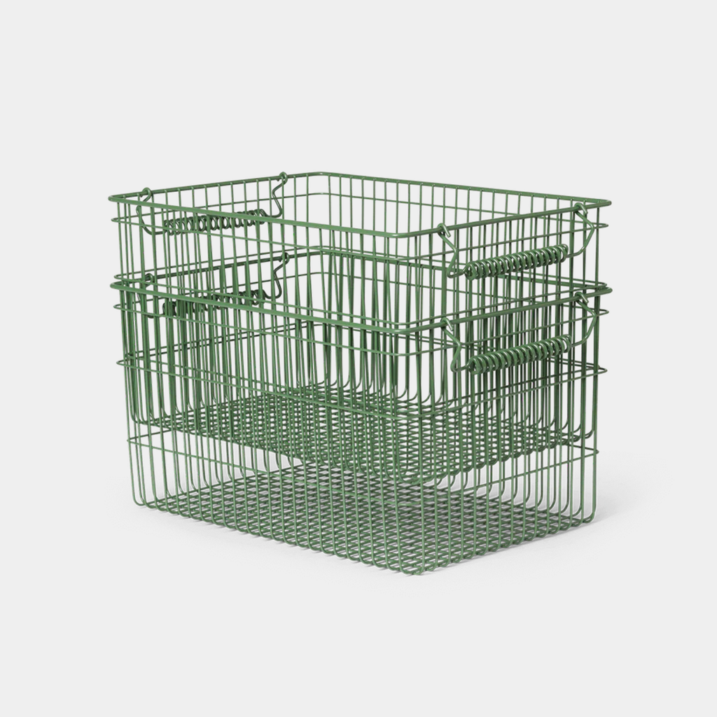 Ferm Living Cala stackable basket in verdant green on neutral background
