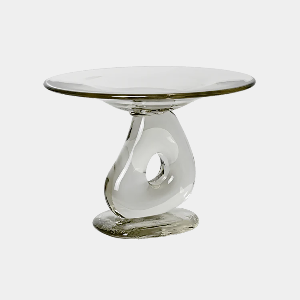 Damo Glass Centerpiece by Ferm Living in clear, mouth-blown solid glass, Large 11.81 inch diameter × 8.86 inch height