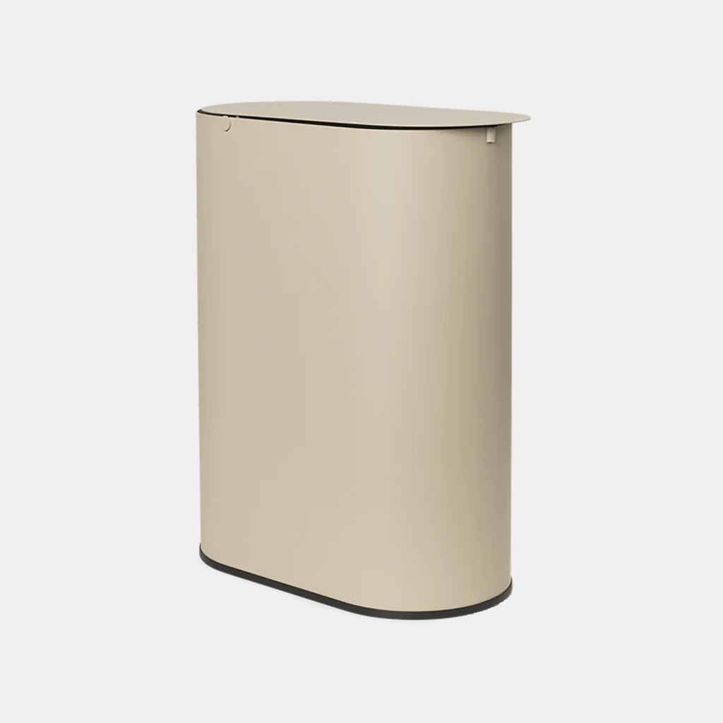 Enkel Bin in Cashmere, powder-coated steel with removable recycled-plastic inner bucket