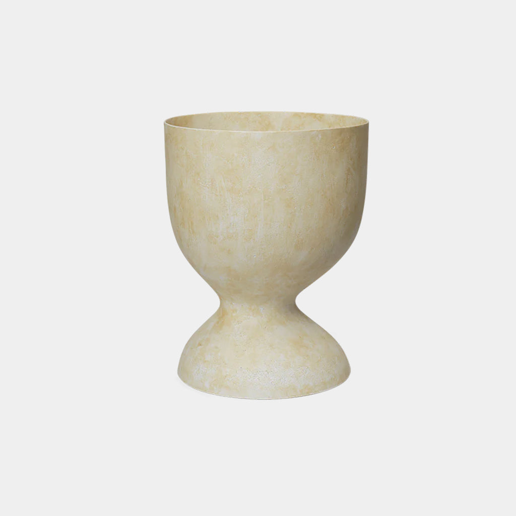 Ferm Living Evoke Pot medium size in stoneware with reactive glaze, organic curved planter for modern interiors