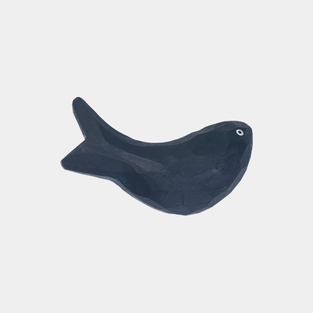 Ferm Living Harbour Hook in Fish — hand-carved wooden fish wall hook in solid dark navy with a faceted finish and white eye detail