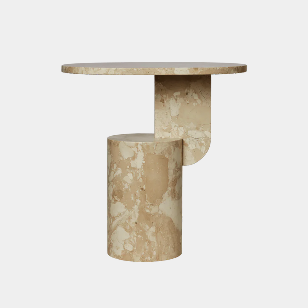 Ferm Living Insert Side Table in solid marble shown against neutral background. 