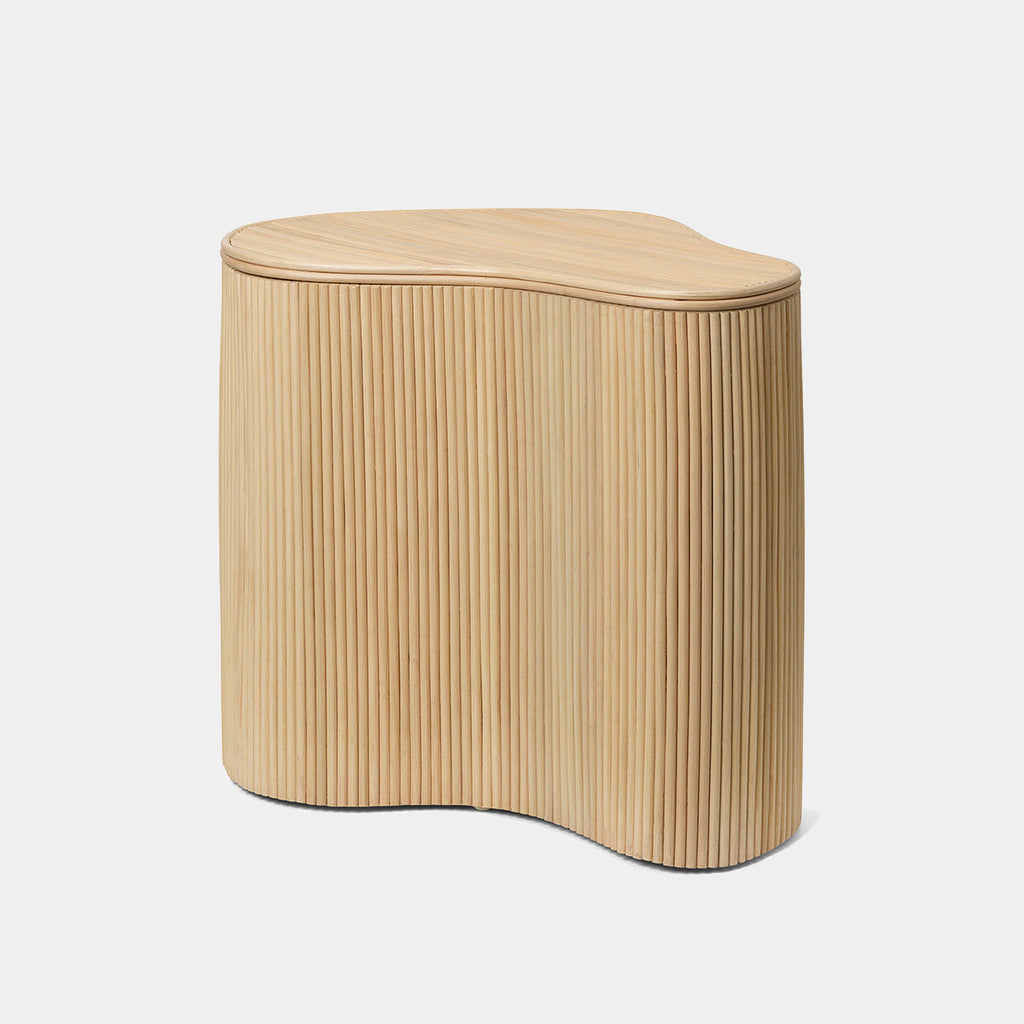 Ferm Living Isola Storage Table in Natural, rattan front and lid with hidden storage