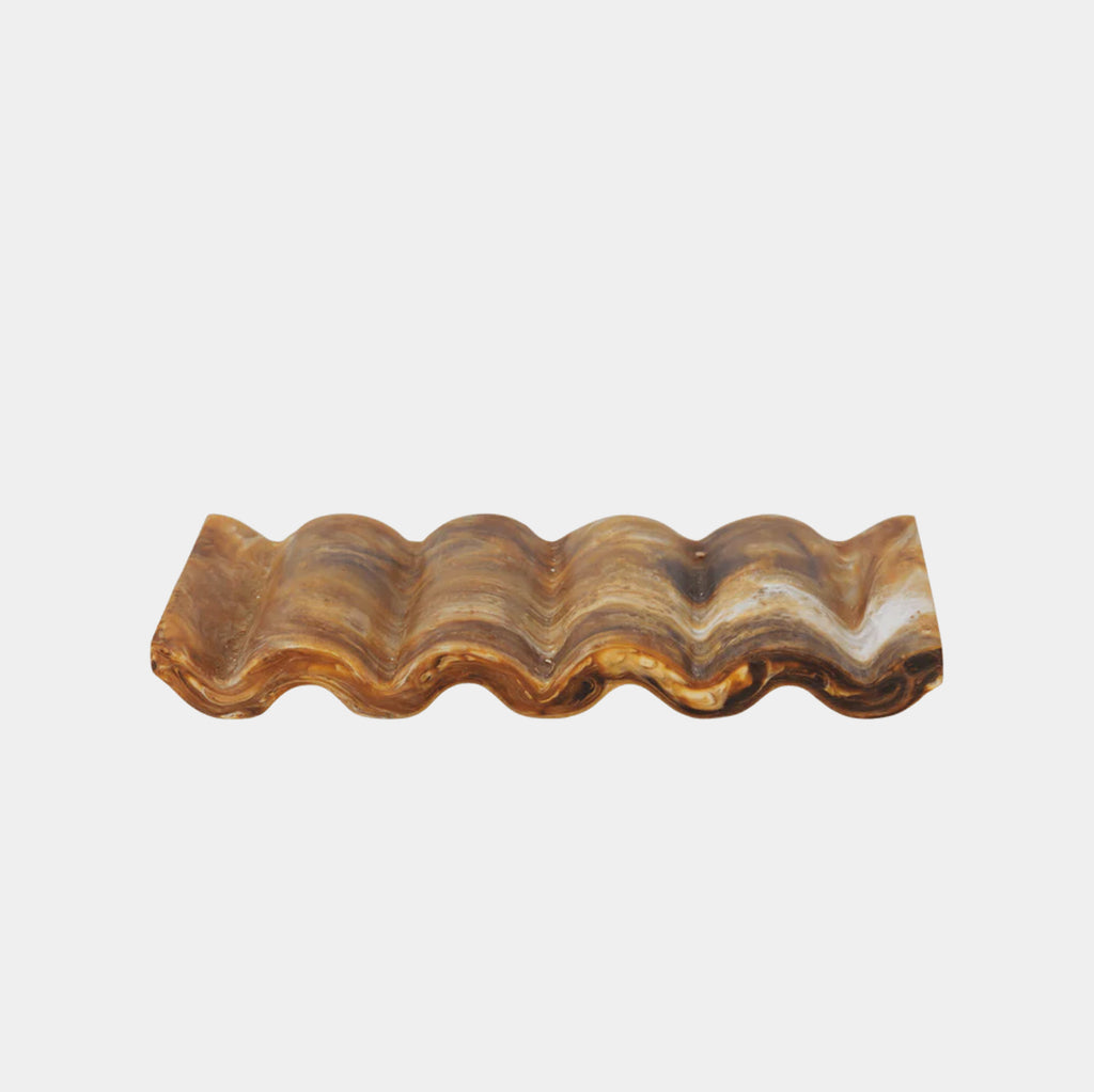 Ferm Living Mist soap tray in Sugar Kelp marbled resin with wave-like ridges for soap drying