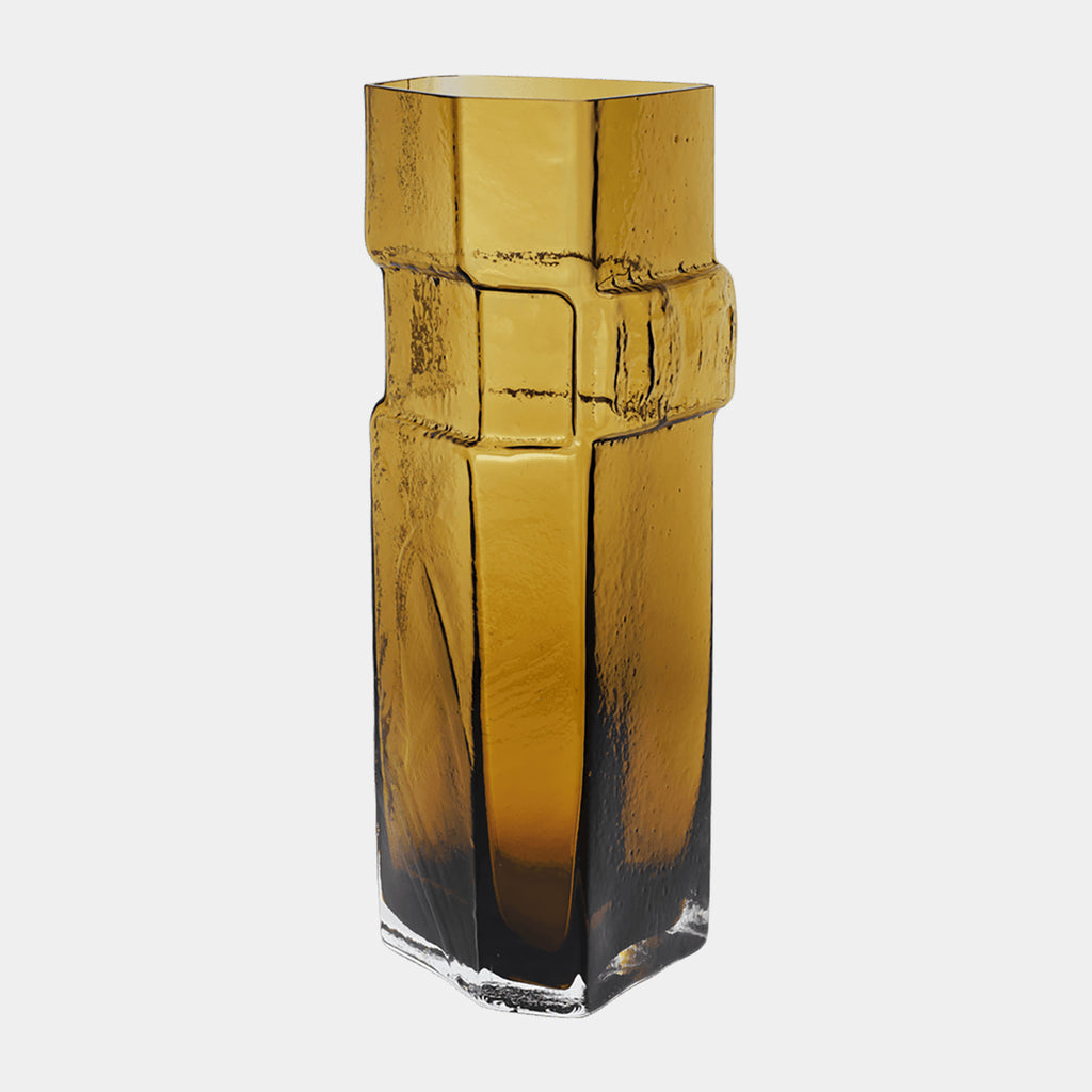 Ferm Living Muro Vase in Recycled Amber, large sculptural recycled glass vase