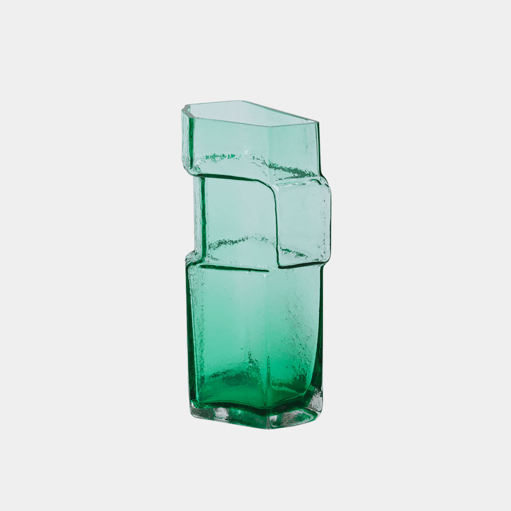 Ferm Living Muro Vase in Recycled Green, small sculptural recycled glass vase