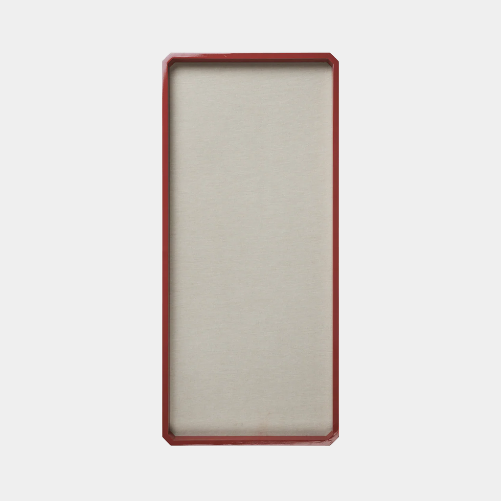 Ferm Living Nova Pinboard in Picante Red with bamboo frame and linen surface on neutral background