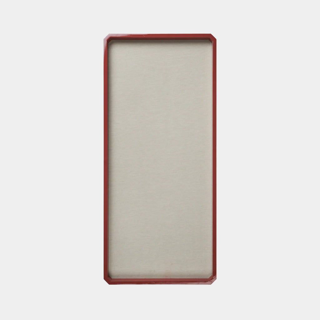 Ferm Living Nova Pinboard in Picante Red with bamboo frame and linen surface on neutral background