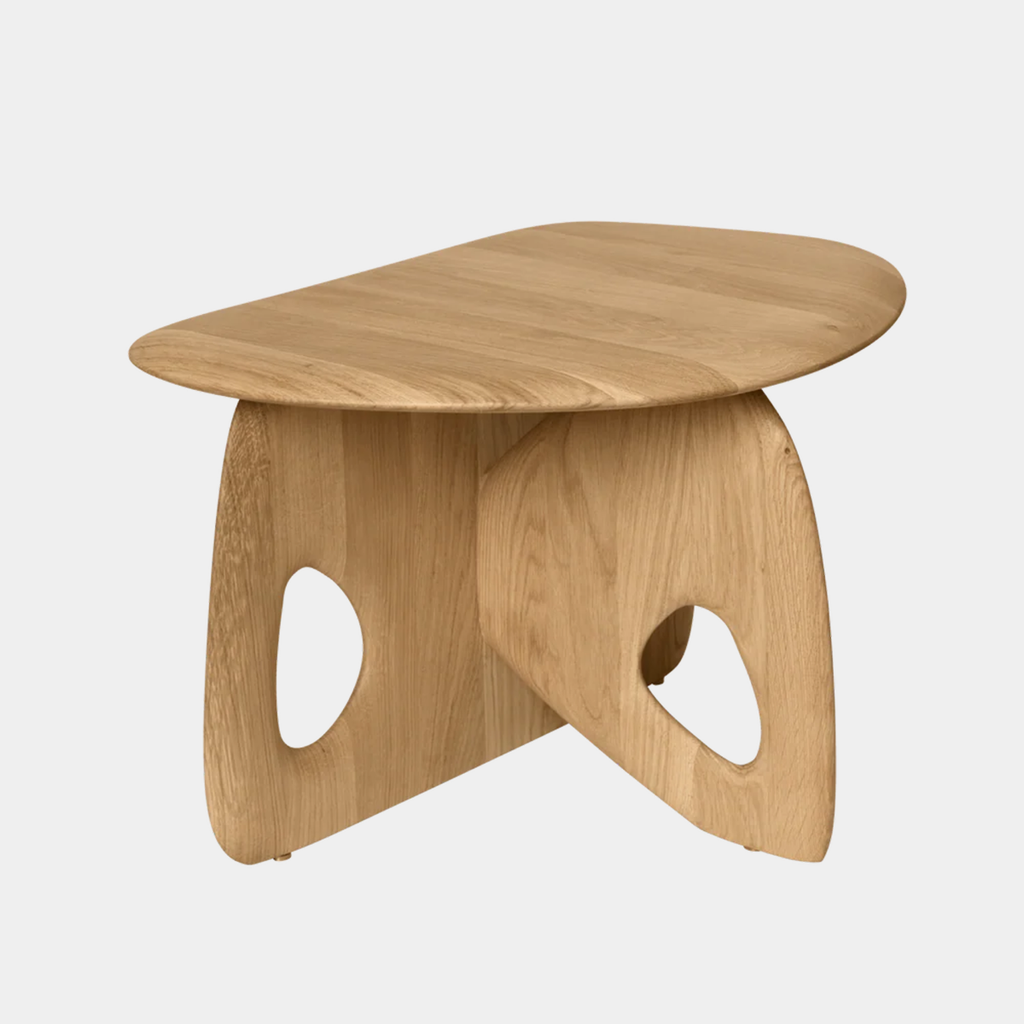 Ferm Living Oar Coffee Table small in natural oiled oak with curved silhouette