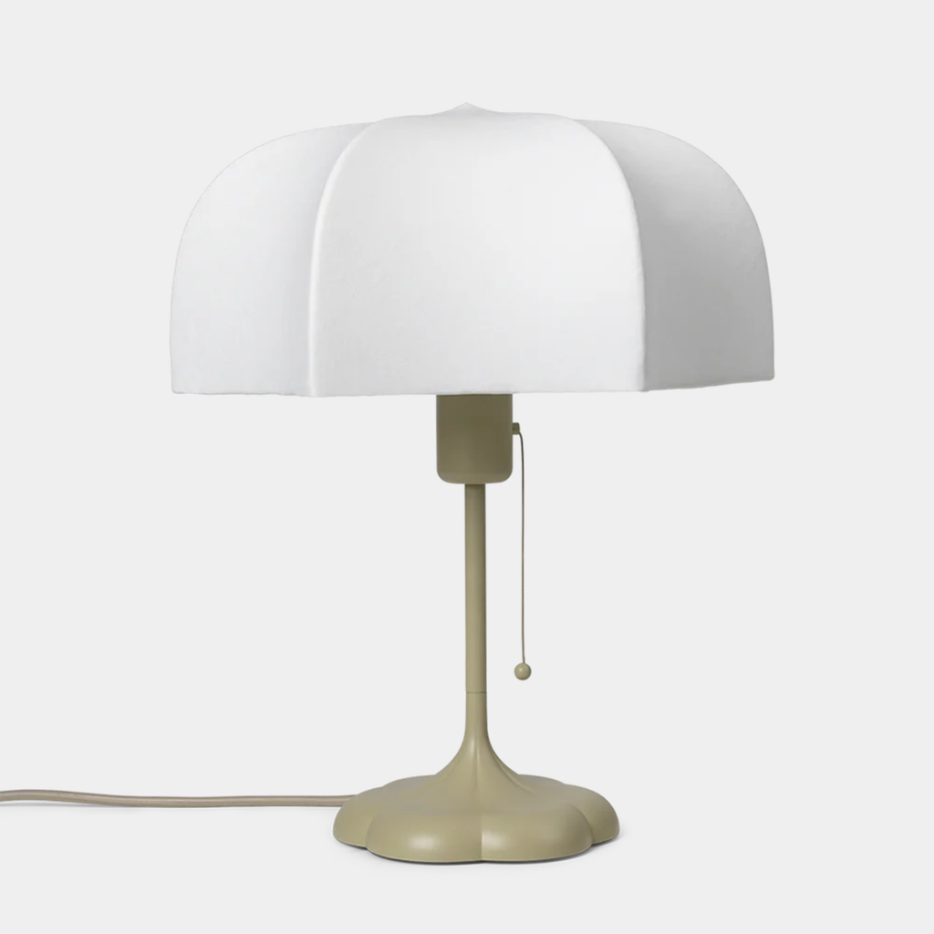 Ferm Living Poem Table Lamp in White/Cashmere with translucent flower-like shade