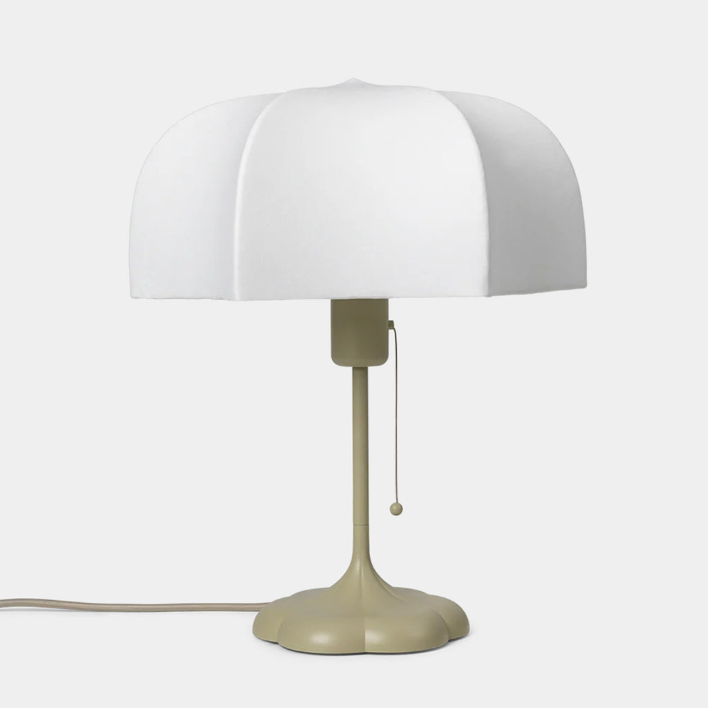 Ferm Living Poem Table Lamp in White/Cashmere with translucent flower-like shade