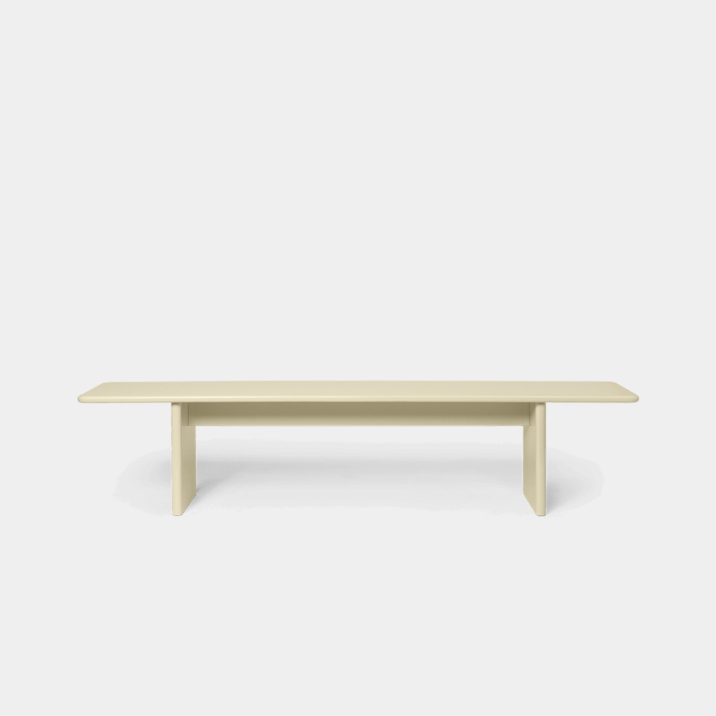 Ferm Living Rink Bench Large in eggshell with high-gloss finish and rounded edges