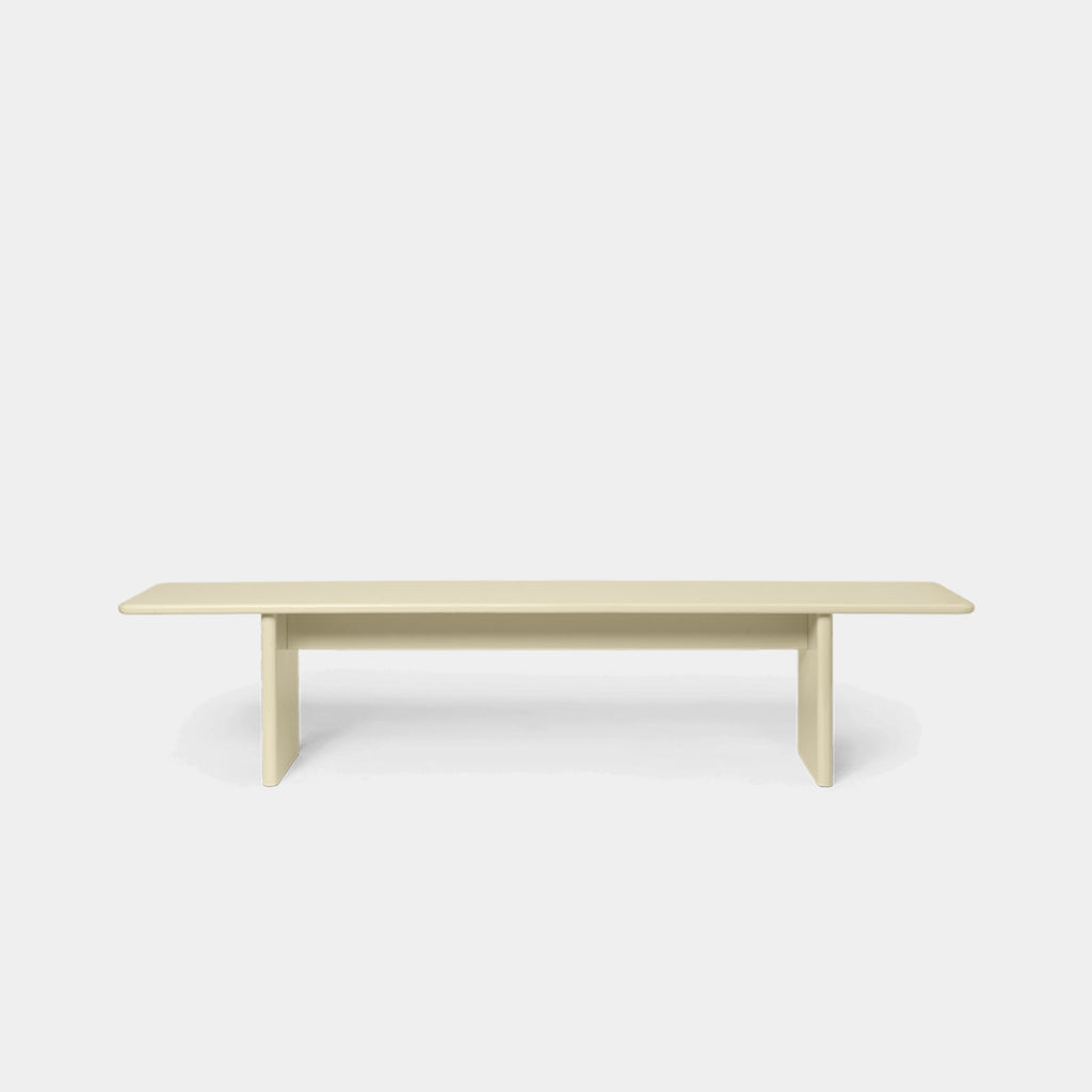 Ferm Living Rink Bench Large in eggshell with high-gloss finish and rounded edges