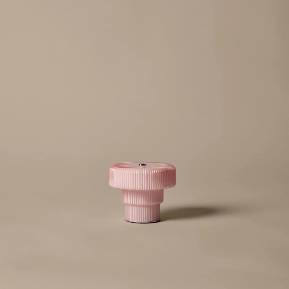 Ferm Living Ripple Portable Lamp in Pale Rose rippled opal glass