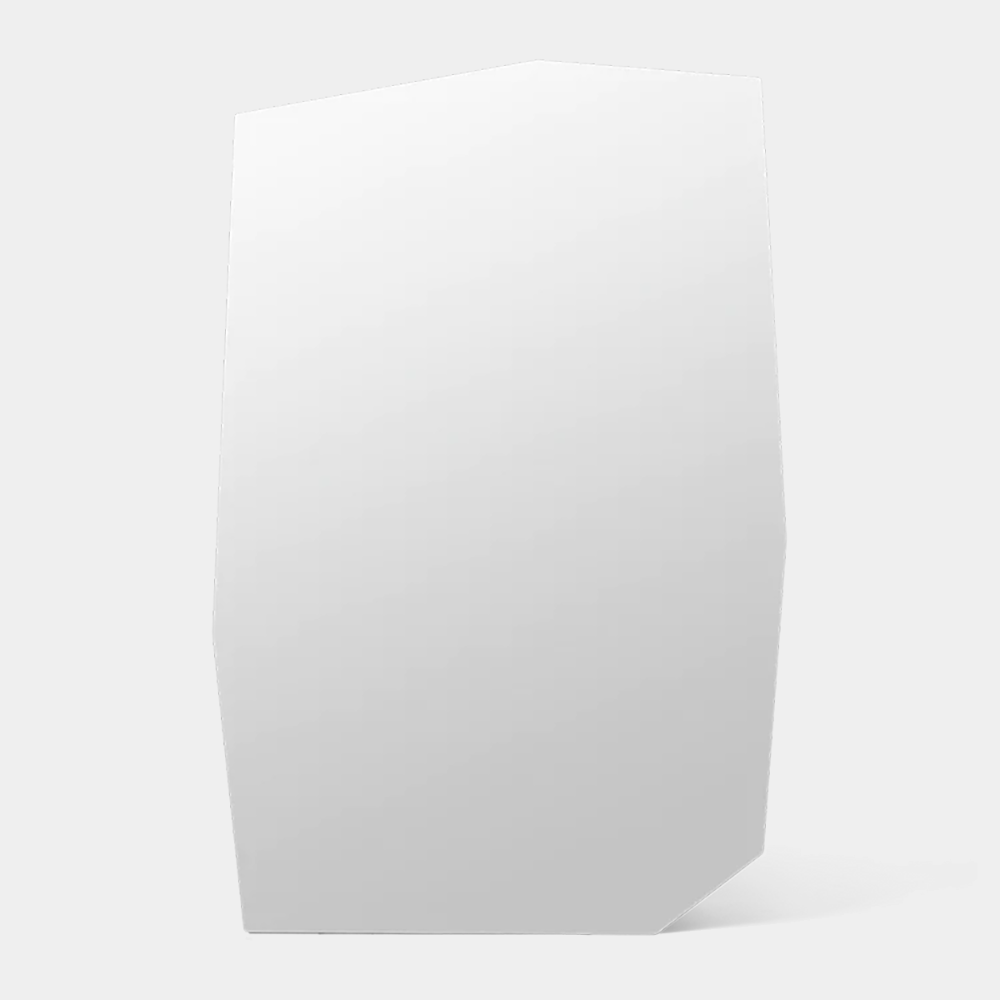 Shard Mirror Cabinet by Ferm Living, asymmetrical stainless-steel mirror with hidden powder-coated cabinet, wall-mounted