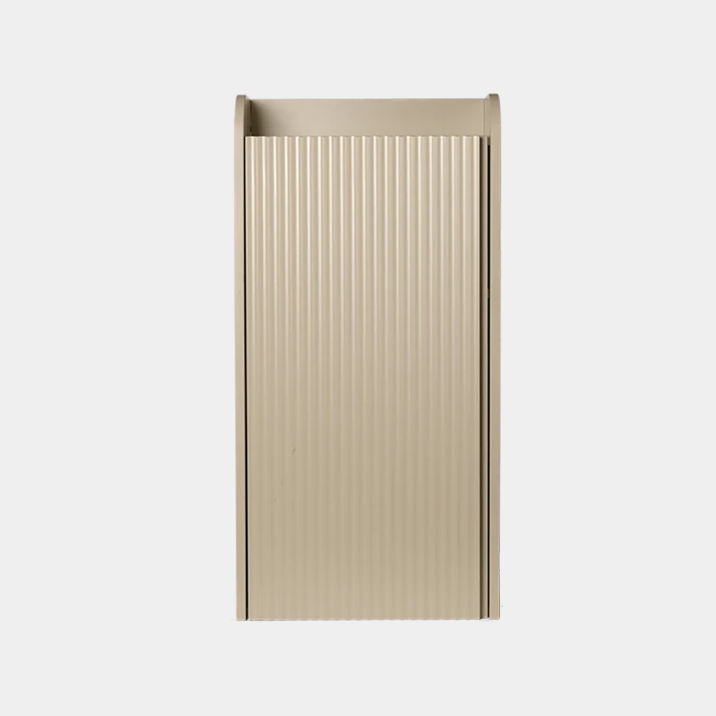 Sill Wall Cabinet by Ferm Living in Cashmere, grooved doors, 16.7 inch W × 33.5 inch H × 7.5 inch D