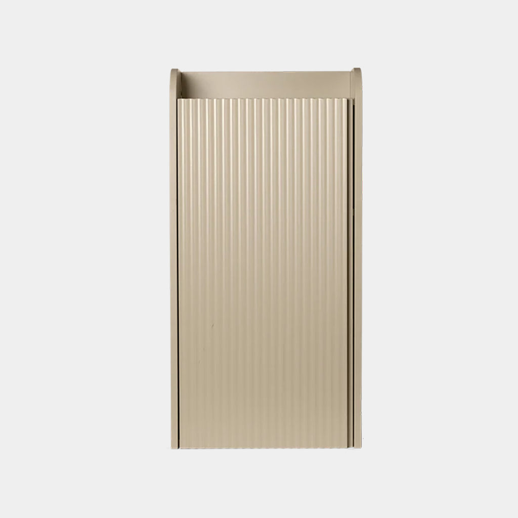 Sill Wall Cabinet by Ferm Living in Cashmere, grooved doors, 16.7 inch W × 33.5 inch H × 7.5 inch D