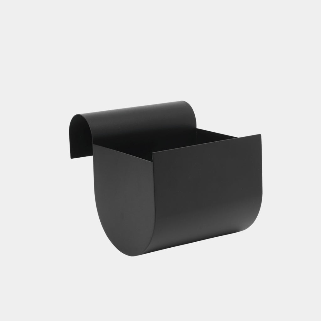 Small ferm LIVING Uma Balcony Box in powder-coated steel, showing its sculptural minimalist silhouette.