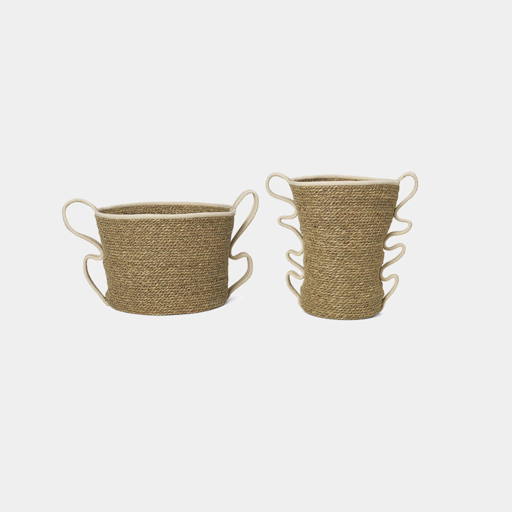Verso Baskets set of 2 in Off-White, hand-braided seagrass storage baskets