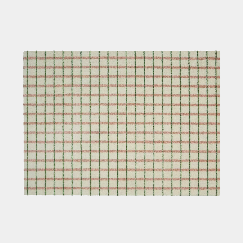 Heymat Grid mat in Lime Candy Cane color, washable and slip-resistant, modern entryway rug