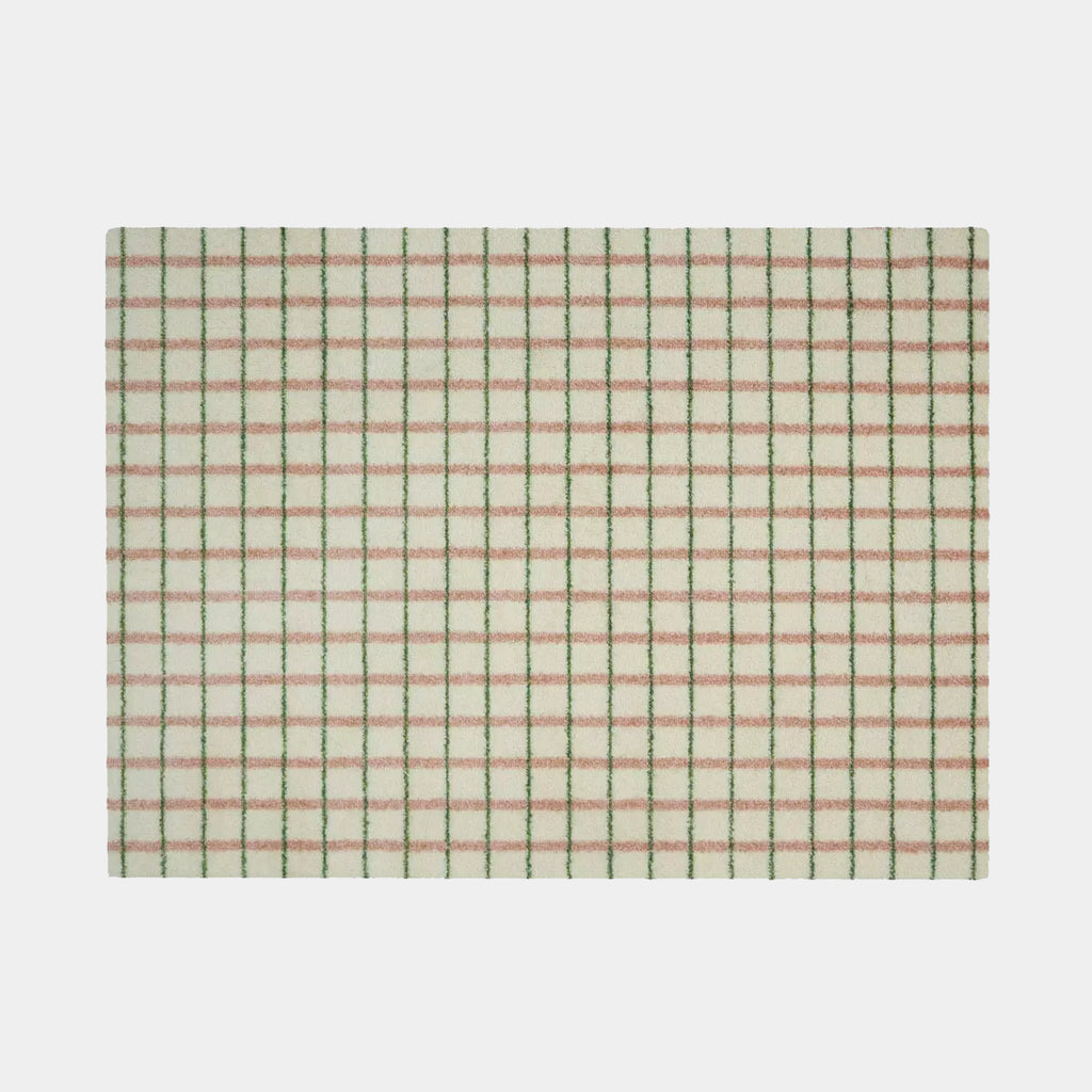 Heymat Grid mat in Lime Candy Cane color, washable and slip-resistant, modern entryway rug