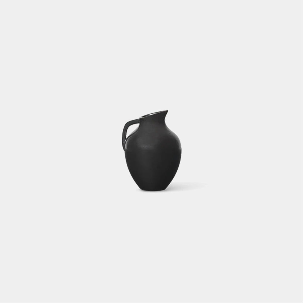Ferm Living Ary Mini Vase Medium in Charcoal, sculptural matte stoneware with curved form.