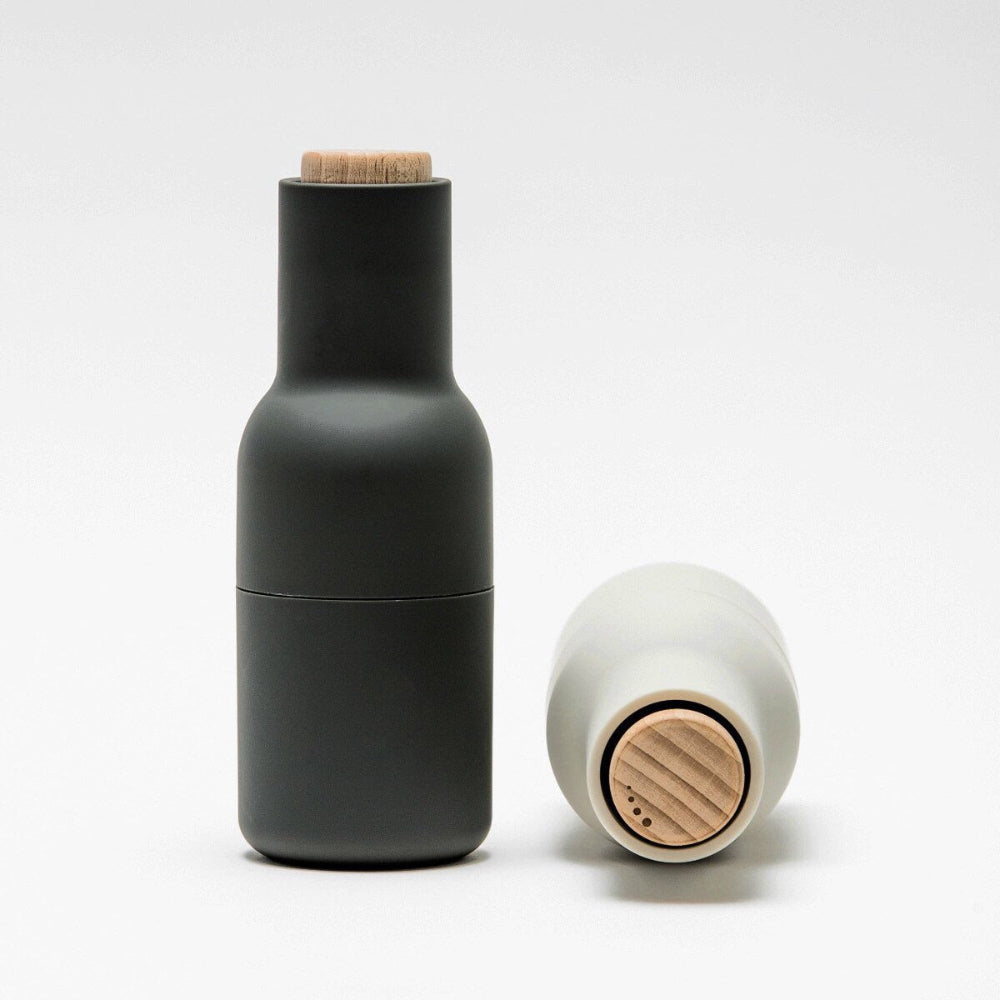 Audo Copenhagen Bottle Grinder in Carbon and Ash with Beech top — Scandinavian design kitchen grinder