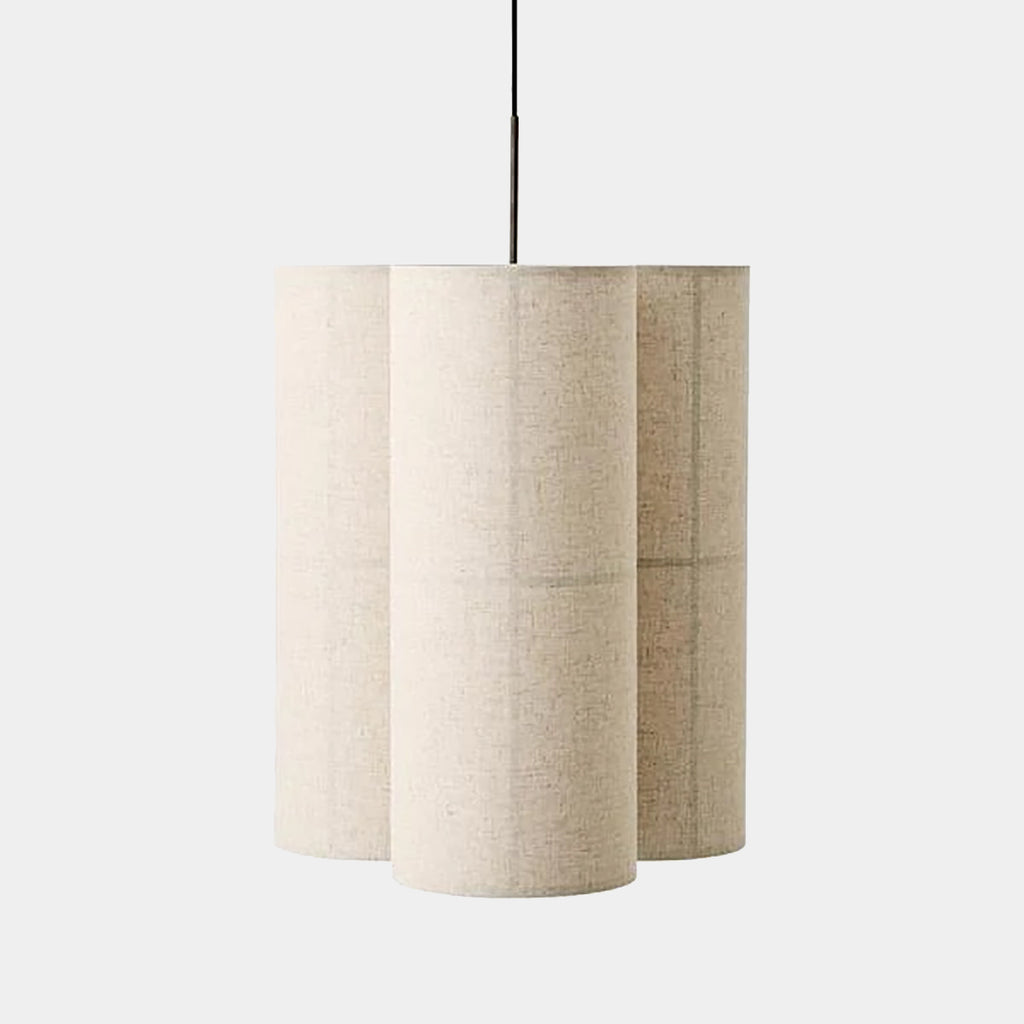 Hashira Cluster Large by Audo Copenhagen featuring trio of raw linen shades on neutral background