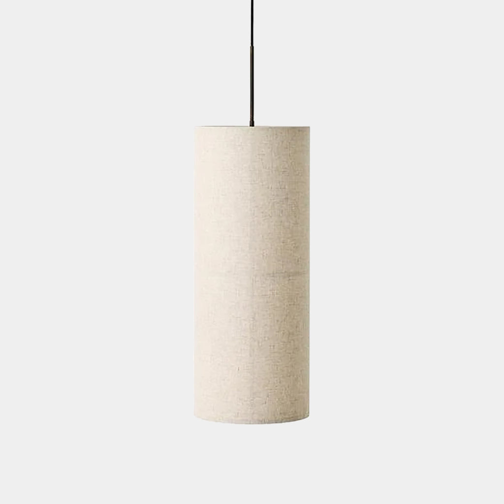Hashira Pendant Large by Audo Copenhagen in raw linen shade on neutral background