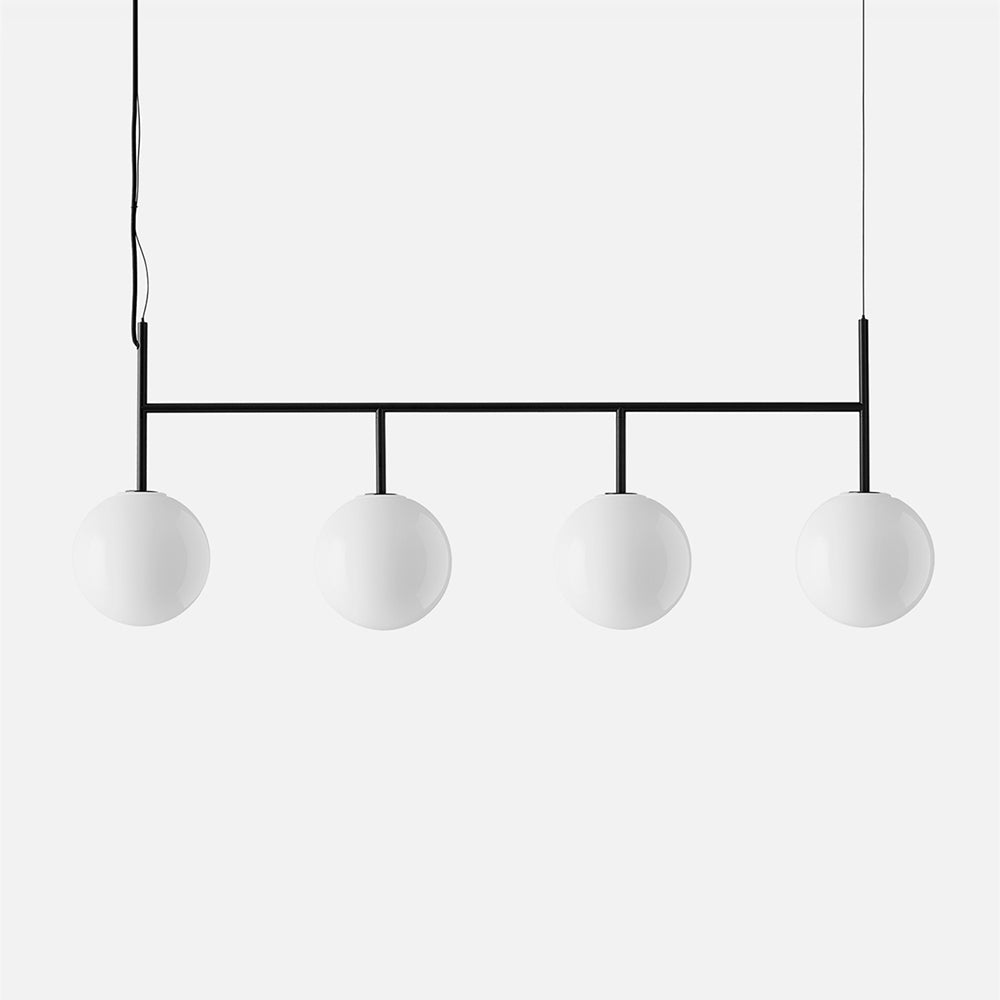 TR Bulb Suspension Frame in black steel with four opal glass TR Bulbs
