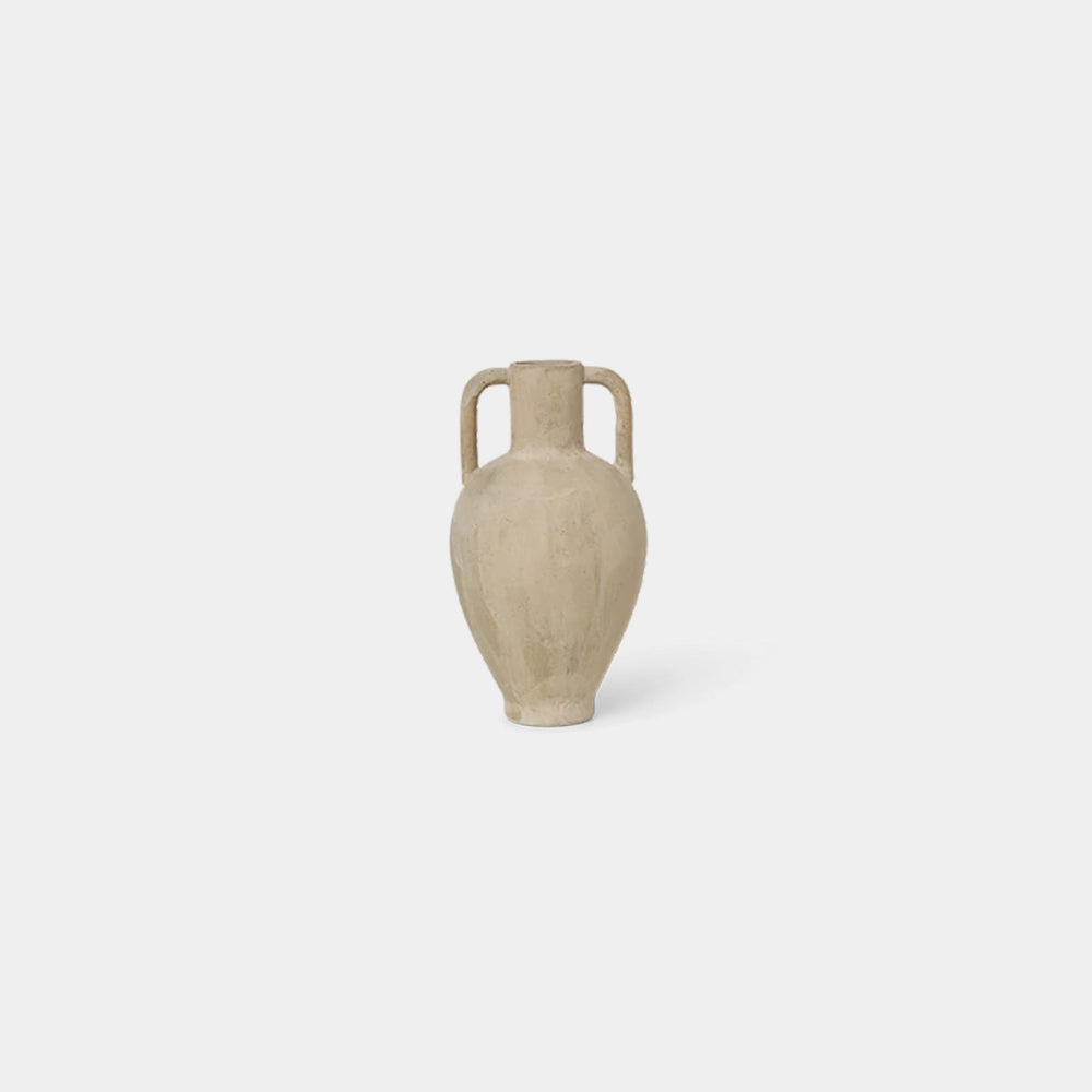 Ferm Living Ary Vase Large in Sand, sculptural stoneware with matte glaze.