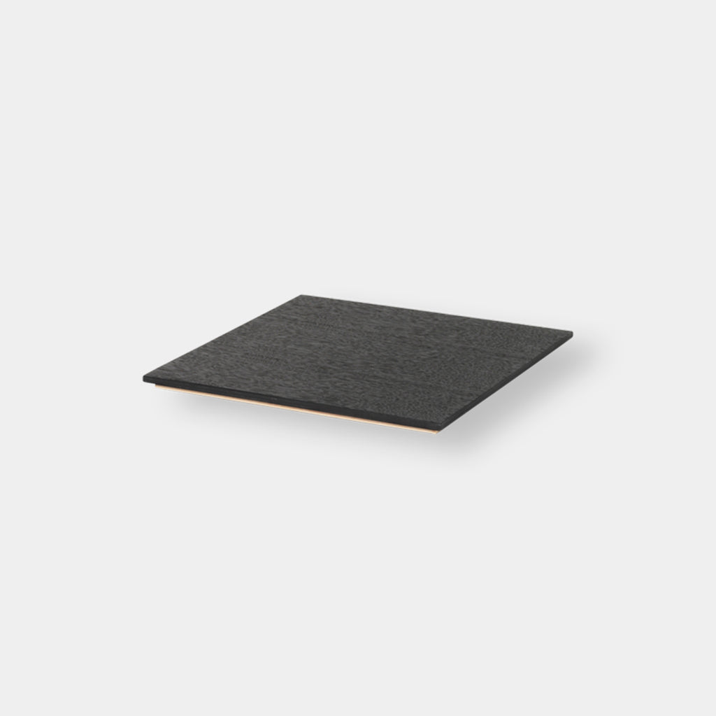 Close-up of Black Oak Wood Tray for Plant Box showing smooth lacquered grain and precise edge fit.