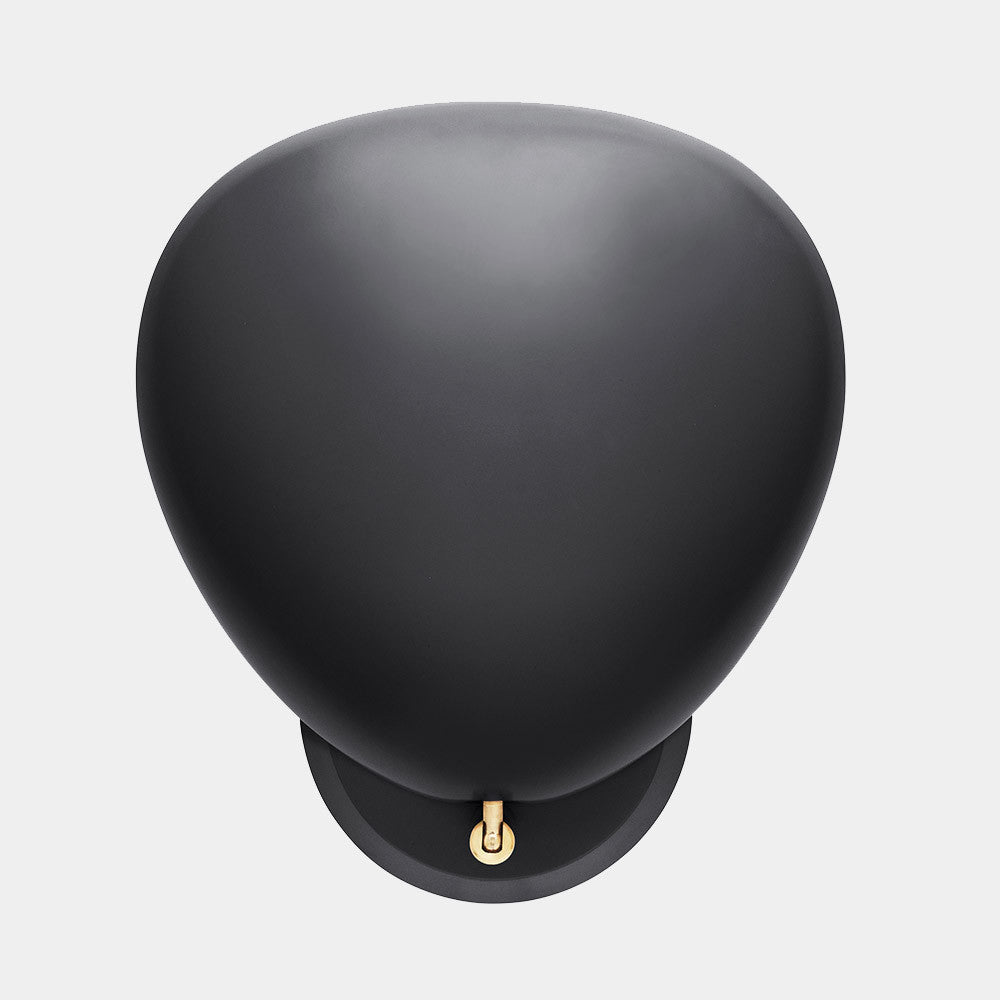 Cobra Wall Sconce in black semi-matte finish with adjustable brass arm