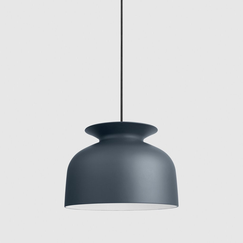 Ronde Pendant in anthracite grey aluminum with overhanging collar, front view